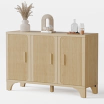 Furnibear 47" Fluted Buffet Cabinet with Storage Accent Sideboard,Modern Credenza with 3 Doors,Wood Coffee Bar Table Console for Dining Room Kitchen Living Room Entryway,Natural Oak