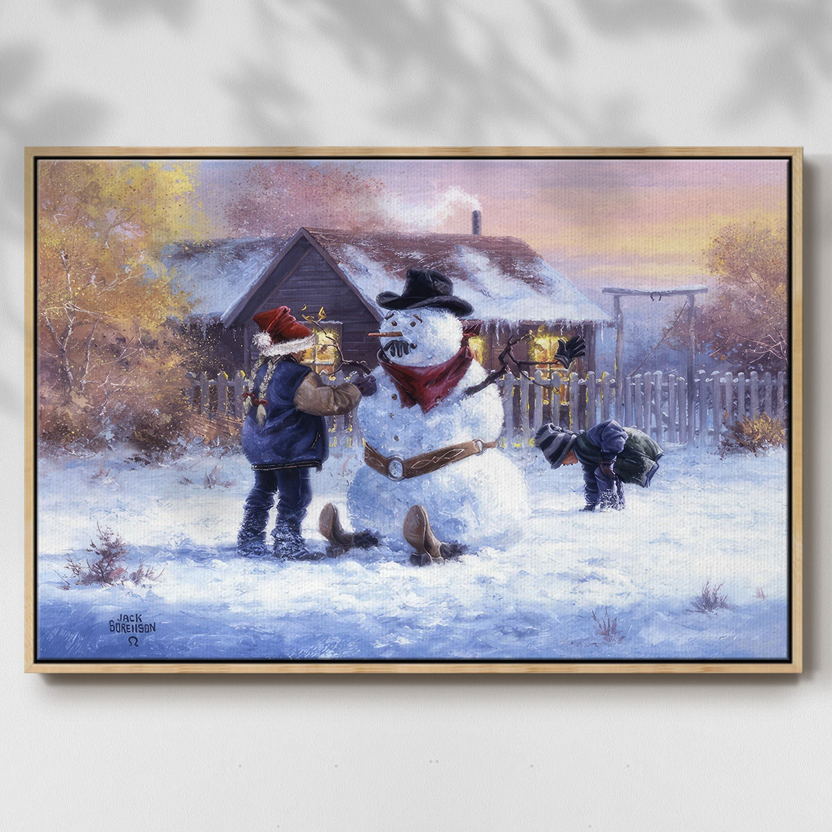 Gonna Be in Trouble - Framed Gallery Wrapped Holiday Canvas - 17 x 25 - Natural Wood Frame