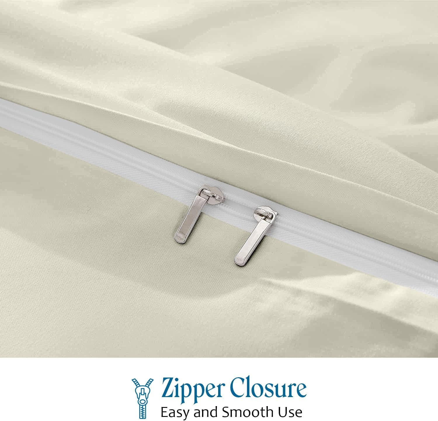 VEGAS HOTEL COLLECTION Classic Egyptian Cotton 1-Piece Duvet Cover { Zippered Closure } 1000 Thread Count- Fabulous Solid Looking Color Beige - Full Size