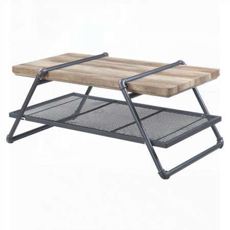 The Rustic Oak and Sandy Grey 1-shelf Coffee Table - Sturdy & Spacious