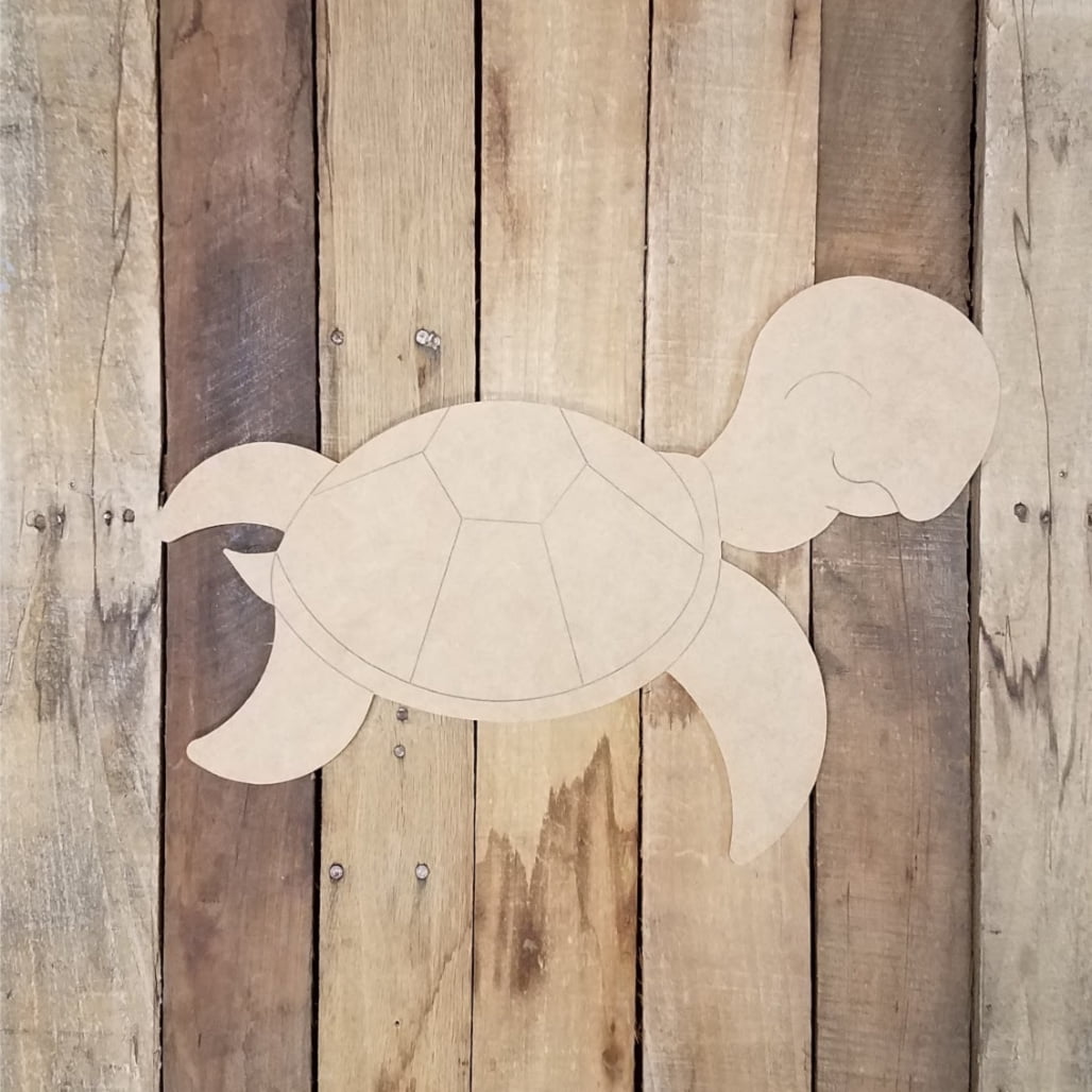 22" Swimming Cute Sea Turtle Cutout, Unfinished Wall Decor Paint by