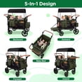 thumbnail image 6 of Vomeast Upgrade Wagon Stroller for 4 Kids, 4-Seater Outdoor Baby Stroller Wagon with Canopy, 5-Point Harness, Adjustable Handle(Green), 6 of 12