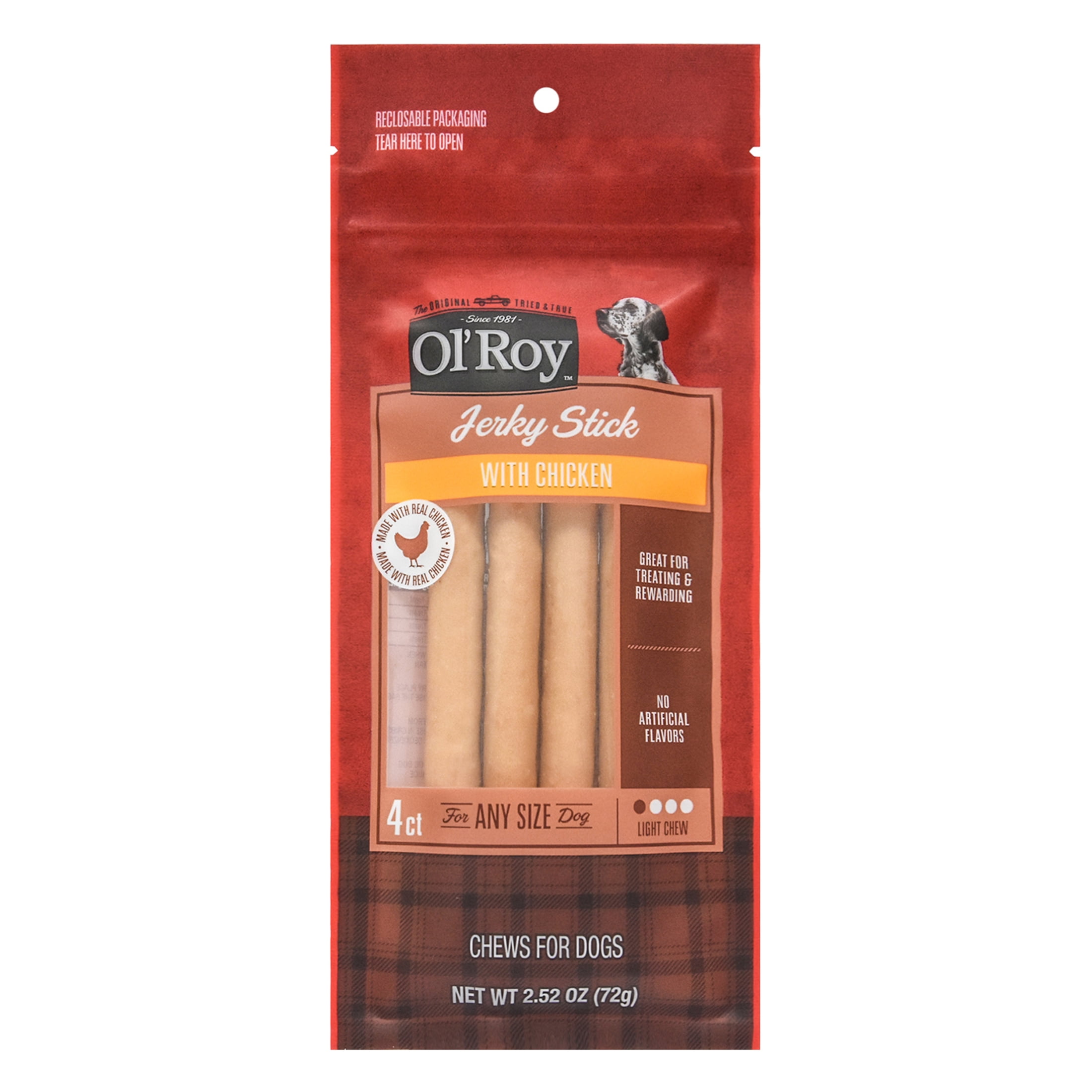 (24 pack) Ol' Roy Jerky Stick with Chicken, 2.52 oz, 4 Count