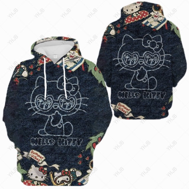 Nouvelle Mode Printemps et Automne Sweat à Capuche Dessin Animé Sweat à Capuche Femme Sweat à Capuche Imprimé Hello Kitty Hauts HOEMLIN