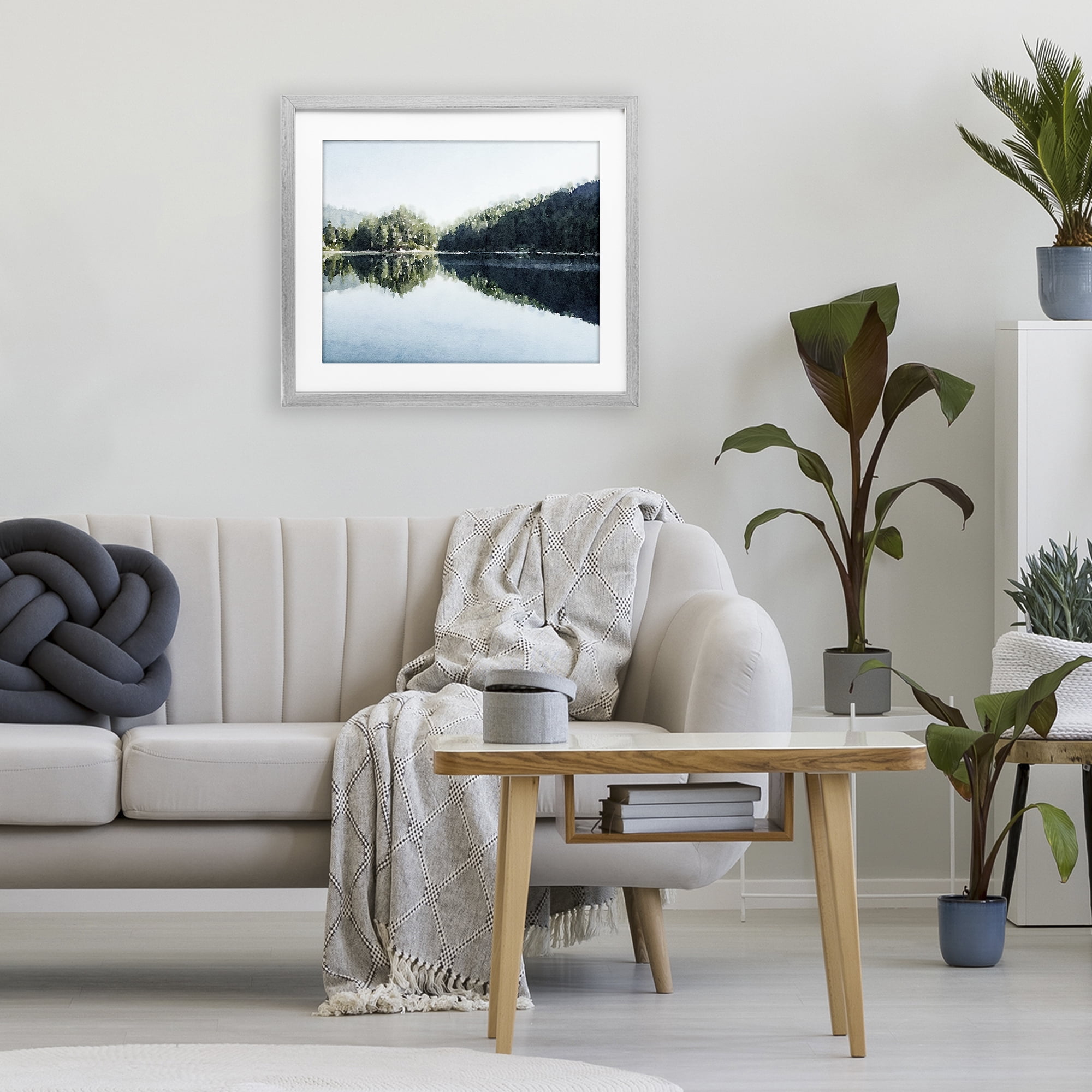 Stupell Industries Blue Lake Reflections Gray Framed Print Under Glass, design by Kim Curinga