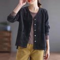 thumbnail image 3 of Chaquetas de pana para mujer, ropa de moda coreana, cárdigans holgados de gran tamaño, de color liso, abrigos de manga larga con un solo pecho, blusas para mujer, 3 of 4