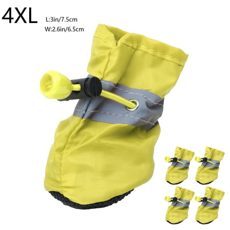 FYTPOV 4pcs Dog Shoes for Small Dogs  Anti-Slip Dogs Boots Paw Protector  Puppy Booties with Reflective Straps  Cat Dog Shoes for Indoor Hardfloors  Yellow  4XL