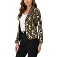 thumbnail image 4 of INSPIRE CHIC Women's Fitted Blazer Notch Lapel Printed Open Front Work Suit Jacket S Brown-Leopard, 4 of 8