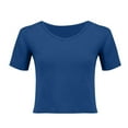 thumbnail image 6 of Black T Shirt Women, Comdrip Women's T Shirts Short Sleeve Color Block/Solid Tops Casual Summer Tees Short Sleeve Shirts for Women Blue M, 6 of 8