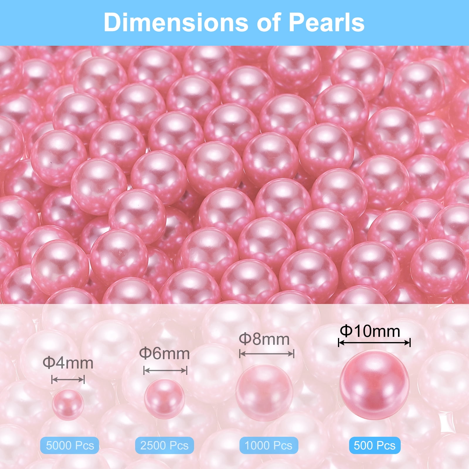 Unique Bargains Round Faux Pearl for Crafting No Hole Pearls for Vase Fillers Pink