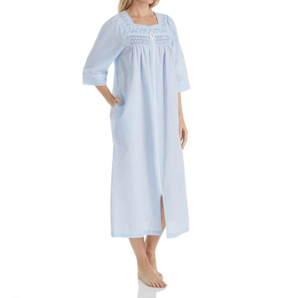 Miss Elaine Women's Miss Elaine 868637 Seersucker Long Zip Robe
