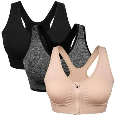 Women's Zip Front Sports Bra Wireless Post-Surgery Bra Active Yoga Sports Bras,GTICPHYJ