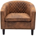 thumbnail image 4 of Barrel Accent Chair with Arms Pu Leather Club Chairs with Nailheads and Solid Wood Legs Side Chairs Upholstered Chair for Living Room, 4 of 8