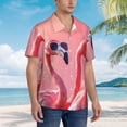 thumbnail image 3 of Fotbe Cool Flamingos Sunglasses Scene Camisa Hawaiana para Hombre Unisex – Camisa Casual de Verano con Botones de Manga Corta de Algodón y Lino,Medium, 3 of 7