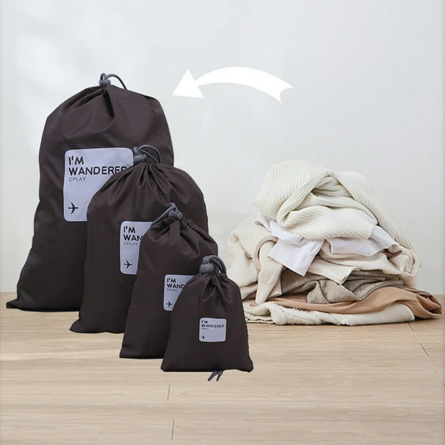 Vaidha Travel Drawstring Bag Set - 4 Items Great For Organizing Luggage And Packing Reasons