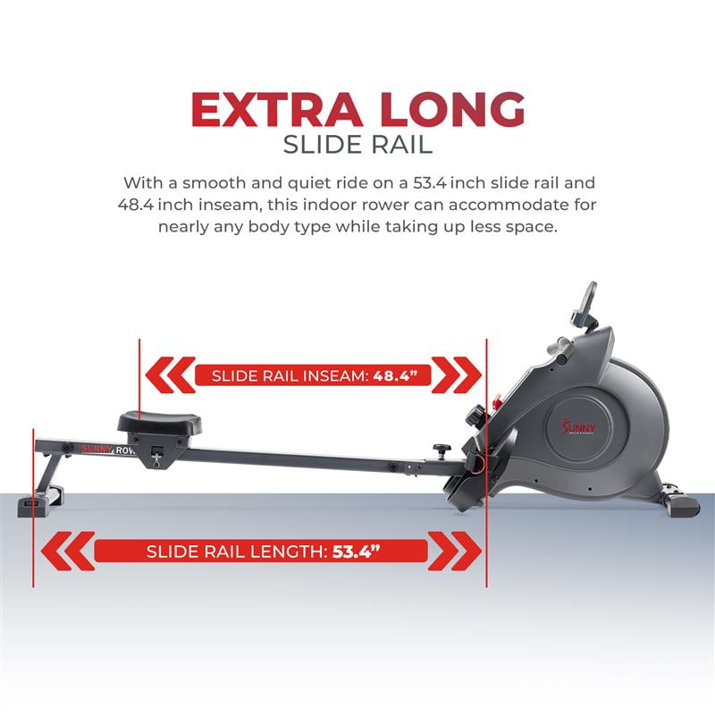 Sunny Health & Fitness SMART Magnetic Rowing Machine w 53.4" Extended Slide Rail & Free SunnyFit® App Membership - SF-RW522016