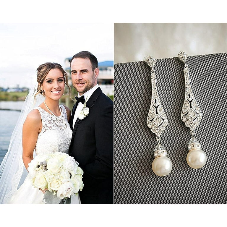 Pearl wedding earrings deals