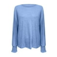 thumbnail image 4 of Plebaso 3/4 Sleeve Tops for Women Casual Tunic Tops Smocked Cuffed Loose Dressy Blouses T-Shirts, 4 of 6