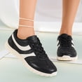 thumbnail image 2 of IEMIEMIEM Women's Sneakers Striped Faux Leather Retro Low Top Breathable Mesh Lace Up Comfort Flat Casual Walking Trainers 6.5 wide, 2 of 8