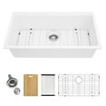 thumbnail image 2 of Logmey 32 x 19 Inch Undermount Quartz Composite Workstation Sink Single Bowl Depth 8 Inch White Kitchen Sink, 2 of 10