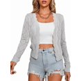 thumbnail image 2 of Women'S Long Sleeve V-Neck Knitted Cardigan Jacket Buttonless Knitted Shawl Sweater Grey XXXL, 2 of 8