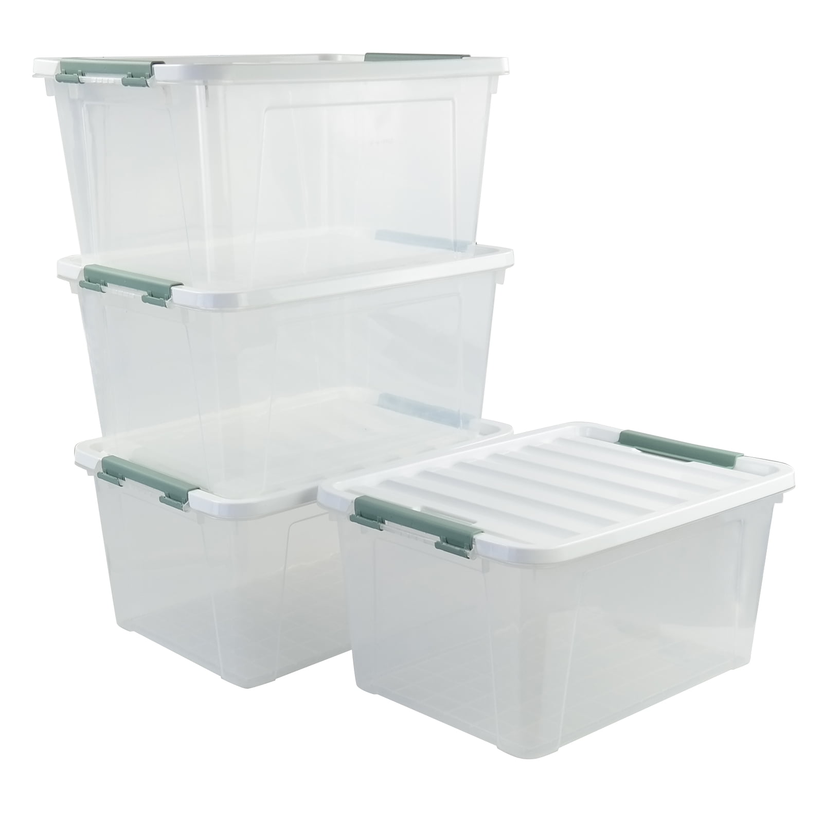 Jekiyo 32 Quart Clear Storage Boxes with Lid, 4 Packs, Multipurpose