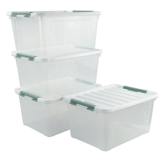 Jekiyo 32 Quart Clear Storage Boxes with Lid, 4 Packs, Multipurpose Plastic Storage Containers