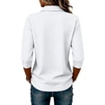 thumbnail image 4 of Women's 3/4 Length Sleeve Polo Shirts Golf Button Collared Summer Short Sleeve Tops Lightweight Work Polo Shirt Womens Blouses White XL, 4 of 5