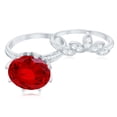 thumbnail image 4 of Rosec Jewels Floral Bridal Ring Set with Lab Created Ruby and Moissanite - AAAA Grade - 10 mm, 10K White Gold, US 4.50, 4 of 8