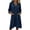Navy, variant on Zynoxe Womens Cotton Linen Dresses Summer V-neck 3/4 length sleeve Button Down Midi Dresses Lounge Peasant Gauze Business Work Dresses with Pockets Light Blue S