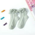 thumbnail image 2 of Meresysid Kids Girls Ruffle Lace Trim Cotton Socks Frilly Dress Candy Colored Socks Green 6-12 Years, 2 of 4