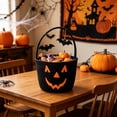 thumbnail image 4 of Halloween Pumpkin Shaped Handbag and Storage Basket with Spider and Bat Designs for Festive Decor and Organization, 4 of 5
