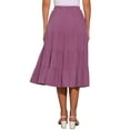 thumbnail image 3 of INSPIRE CHIC Women's Midi Skirts Solid Elastic Waist Flare A-Line Tiered Skirt with Pockets XL Purple, 3 of 6