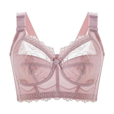 

Wireless Bras for Women Sexy Ultra-thin Adjustable Shoulder Strap Pink 34 D