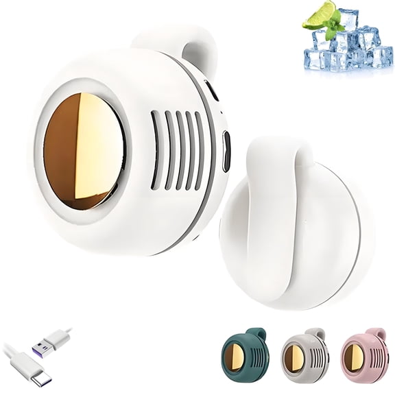 KANOHENO 2.9×2.5×1.9 in Portable Silent Mini Bladeless Electric Clip on Fan,3-Speed Mini Rechargeable Cooling Fans for Travel & Office