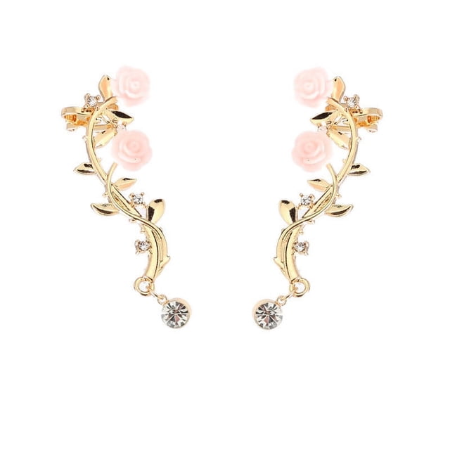 Personality Earrings Leaves Beautiful Diamond Earrings Irregular Mesh