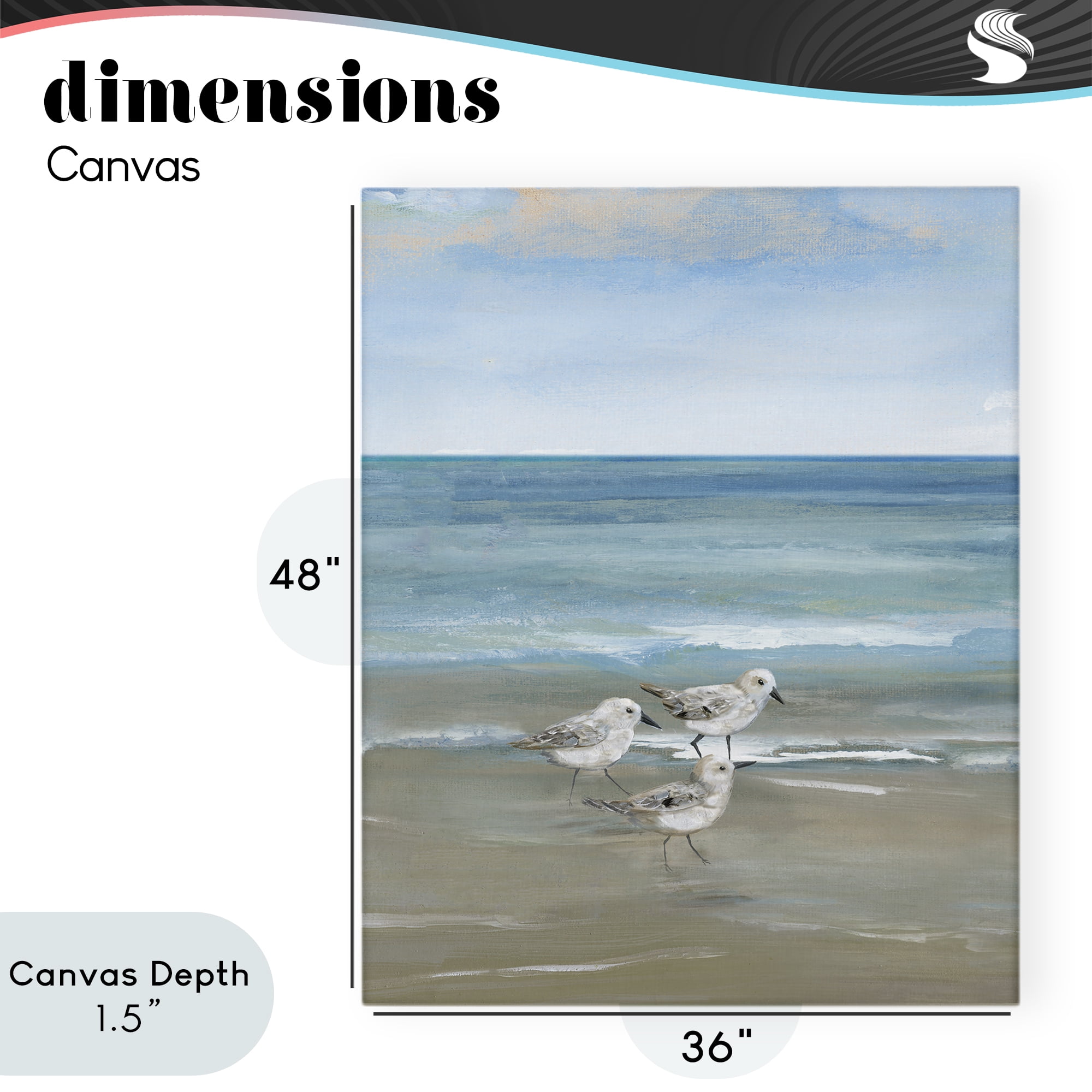 Stupell Industries Three Shorebirds & Gentle Waves Canvas Wall Art, design by Nan