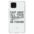 thumbnail image 1 of DistinctInk Clear Shockproof Hybrid Case for Google Pixel 4 (6.1" Screen) - TPU Bumper Acrylic Back Tempered Glass Screen Protector - Cast Away All Your Troubles Go Fishing, 1 of 1