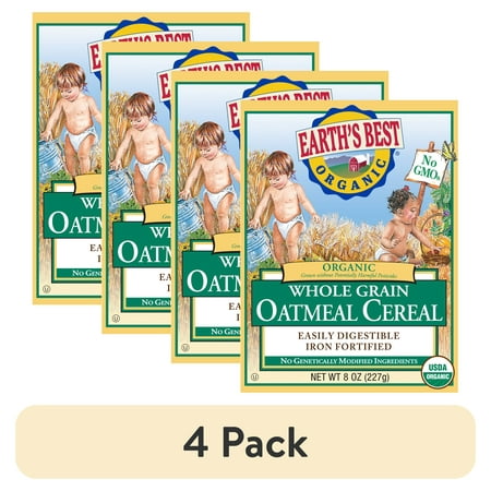 (4 pack) Earth's Best Organic Whole Grain Oatmeal Infant Cereal - 8 oz.