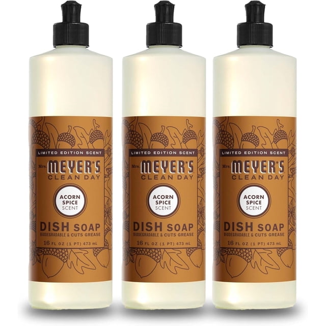 Jabón líquido para platos MRS. MEYER'S CLEAN DAY Acorn Spice 480 ml x3