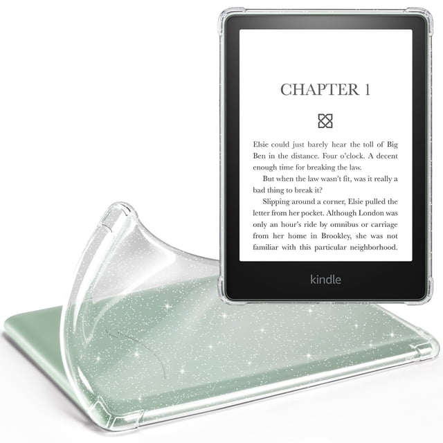 Funda IdleHands Clear para Kindle 6 2024/2022 (11.ª generación) con purpurina