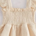 thumbnail image 4 of CAICJ98 Newborn Baby Girl Clothes Summer Smocked Romper Dress Ruffle Sleeve Jumpsuit And Headband Outfit Cute Baby Girl Clothing (Beige,3-6 Months), 4 of 7
