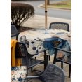 thumbnail image 5 of Outdoor Tablecloth with Umbrella Hole for Patio/Picnic/Party/Camping, Vintage Blue Floral Waterproof Table Cloth Square Cover Washable, Butterflies Watercolor Flower Tan (60"x 60"), 5 of 8
