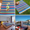 thumbnail image 4 of Hxezoc Mantel Mexicano A Rayas De 59 X 84 Pulgadas, Mantel De Sarape Mexicano De Algodón Con Flecos Cuadrados Grandes Para Decoraciones De Bodas Y Fiestas Mexicanas, Cubierta De Mesa Al Aire Libre (Az, 4 of 5