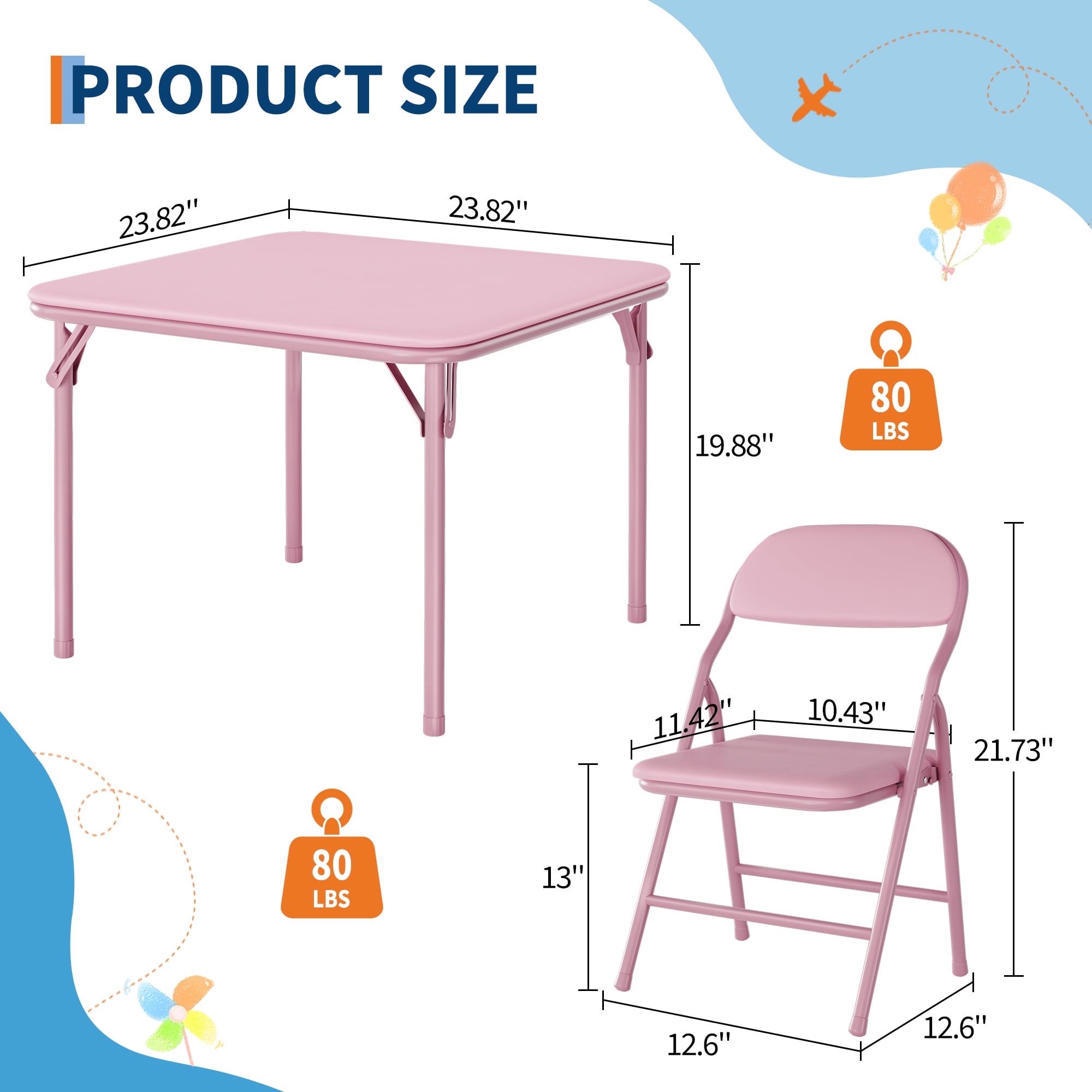 Garvee Collapsible Kids Table and Chairs Set – 3-Piece Children’s Activity Furniture for Dining, Crafts, Learning – Portable, Durable, Ideal for Toddlers, Daycare, Study Area, Home