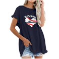 thumbnail image 1 of Blusa de manga corta con estampado de cuello redondo de algodón y cáñamo para mujer OAVQHLG3B Store  lin121212, 1 of 5