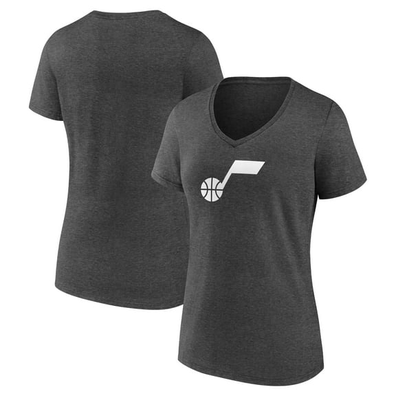 Women's Charcoal Utah Jazz Logo V-Neck T-Shirt