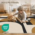 thumbnail image 4 of ODIKA 6'x9' Washable Area Rug Black Tan Geometric Decorative Elegant Arch and Circle Motifs in a Modern Design for Dining Room, Under Table, Office Décor, Non-Slip Chair-Friendly, 4 of 7