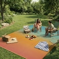thumbnail image 4 of SUNDEREY Outdoor Rug 9'x12', Waterproof Reversible Plastic Straw Mat for Patio, RV & Camping - Non-Slip Foldable Carpet for Beach, Balcony & Backyard, Orange & Blue, 4 of 9