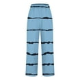 thumbnail image 4 of Timegard Womens Plus Size Pants Striped Straight Leg Elastic Waist Lounge Pants with Pockets Fall Travel, 4 of 5